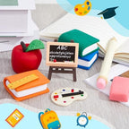 Soulchen 10 Pcs School Cake Decorations Apple Easel Book Pencil Stationery Welcome Party Favor for Classroom Themed Party Supplies