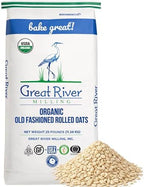 Great River Milling Organic Old Fashioned Rolled Oats | Whole Grain, USDA Organic, Non-GMO, Kosher | Hearty Texture for Oatmeal, Granola, Cookies, Baking & Meal Prep | 25 Lb. (Pack of 1)