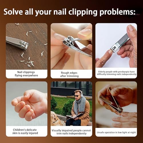 Easyclip Smart Nail Clipper, Electric Nail Clipper for Seniors, 3 in 1 Automatic Electric Toenail Clippers for Thick Nails, Nail Care Tool with Led Light