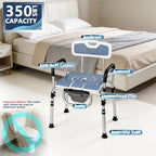 3 in 1 Bedside Commode Chair & Shower Chair for Elderly Adults, Portable Toilet with Adjustable Height, Arms & Removable Bucket for Home Care