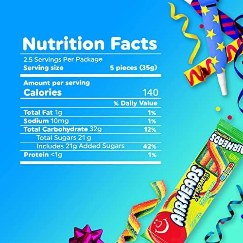 Airheads Xtremes Belts Candy, Chewy Candy Package, Rainbow Berry Fruit Flavor Artificially Flavored, 3 Ounces (12-Pack)