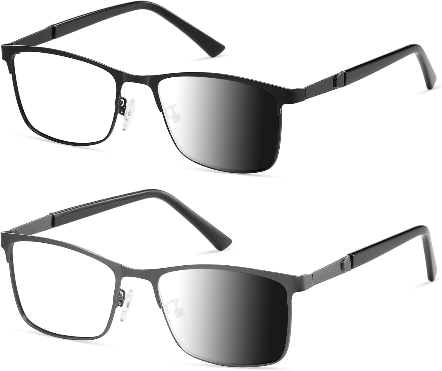 Reading Glasses Men Photochromic Blue Light Blocking Readers Wide Frame Style Metal Frame Tinted Eyeglasses PT2407