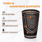 Hamstring Compression Sleeve(pair)-Copper Thigh Compression Sleeve for Women Men-Thigh Braces for Quad Supports,Groin Pull Relief,Running