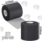 Nuanchu 12 Pcs Pre Wrap Athletic Tape, 2.75inch x 30 Yards Foam Sport Underwrap Tapes Prewrap Tape for Hair Wrists Hands Ankles Knees Women Man Hiking Running(Black)