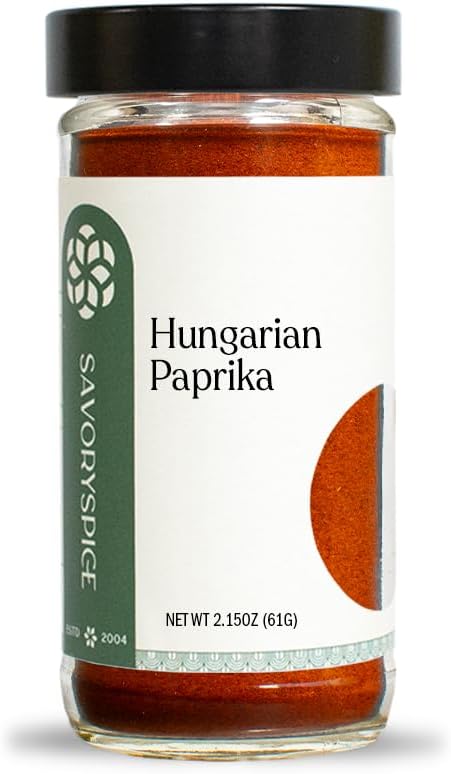 Savory Spice Hungarian Paprika (2.15 oz) - Authentic Sweet Hungarian Paprika Powder (Csemege) for Goulash, Chicken Paprikash & Everyday Cooking