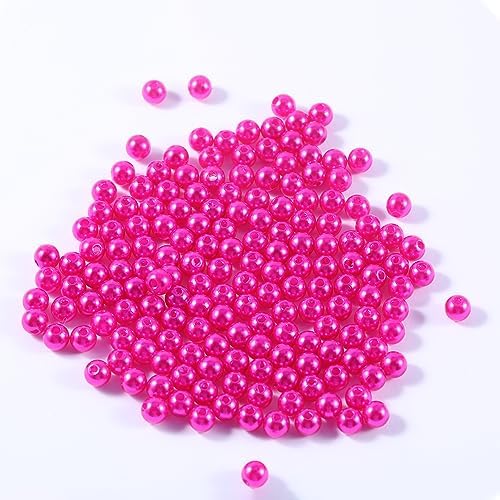 1200pcs Pearl Beads for Crafts, 6mm Round Pearl Beads with Hole for Jewelry Making DIY Craft Bracelet Necklace and Vase Filler （Rose）
