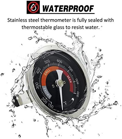 3.3” Large Thermometer Replacement for Big Green Egg Grill, Accurate Temp Gauge Probe w/Recalibrated Function, Waterproof Temperature Gauge for BGE Accessories, SUS304 Stainless Steel Dome Thermostat