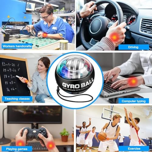 Auto-Start Wrist Power Gyro Ball with LED Lights, Wrist Strengthener and Forearm Exerciser for Stronger Arm Fingers and Muscle