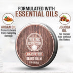 Viking Revolution Majestic Oud Beard Balm - Argan & Jojoba Beard Butter, Softener & Moisturizer with Beeswax - Wax for Men (2oz, 1 Pack)