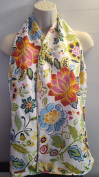 Adult Bib Floral Scarf Dining Scarves, Clothing Protectors Reversible, Woman, easy on Magnetic Snap, Loop, Washable, Reusable for Eating