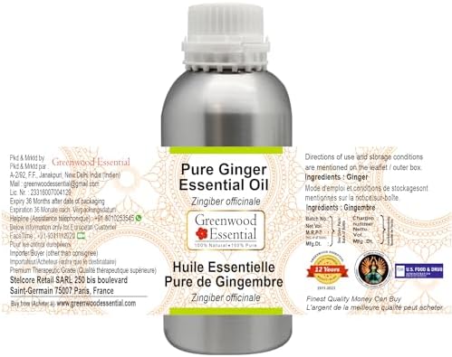 Greenwood Essential Pure Ginger Essential Oil (Zingiber officinale) Steam Distilled 1250ml (42.2 oz)