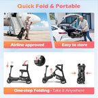Lightweight Mobility Scooter for Seniors & Adults - 37.5 lb Dual Lithium Batteries 24.8 Miles Range, Cruise & Airline Approved, Foldable Portable Travel Motorized Scooter, No Tools Needed, Black