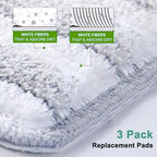 Flat Mop Pads, 3 Pack 13" X 4.9" Washable Microfiber Squeeze Cleaning Mop Heads Replacement