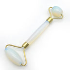 RODEREK Double Neck Natural Jade Skin Roller, Anti Aging Cool Therapy Jade Roller Massage for Face and Neck Slimming (Opal Jade)