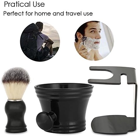 Shaving Brush Set, 3 in 1 Shaving Kit for Men Hair Beard Brush with Stand Shaver Holder and Shaving Bowl Men's Shaving Brush And Bowl Mug for Father Day Gifts