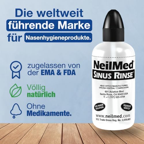 NeilMed Sinus Rinse Starter Kit with 5 Premixed Saline Packets - Large Volume Low Pressure Saline Nasal Irrigation & moisturizing Complete System