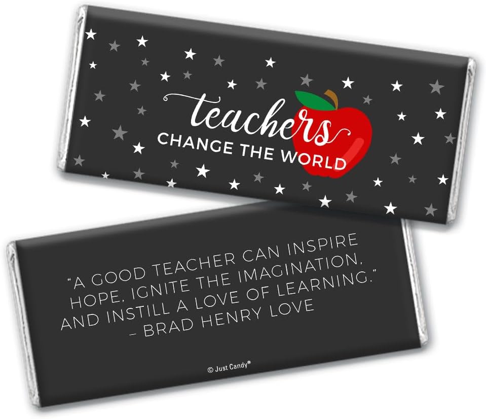25ct Teacher Appreciation Personalized Thank You Wrappers for Chocolate Bars (25 Pack) - Change the World