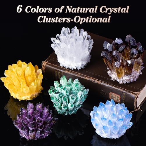 Natural Crystal Cluster Clear Quartz Mineral Crystal Cluster Cluster Healing Ornament Hue Reflection Feng Shui Home Decor (Tan)