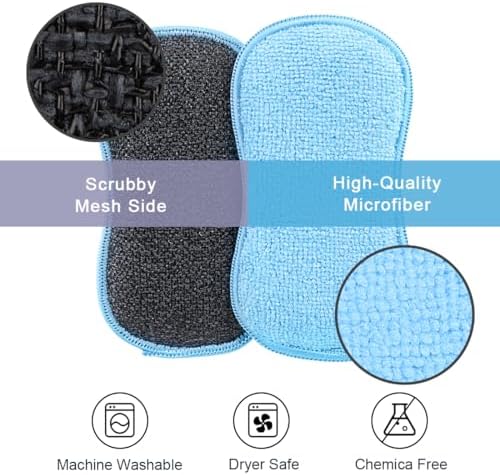 HOMEXCEL 6 Pack Multi-Purpose Scrub Sponges Kitchen, Dish Sponge, Non-Scratch Microfiber Sponge for Efficiently Cleaning Dishes, Pots, and Pans (Multicolor)