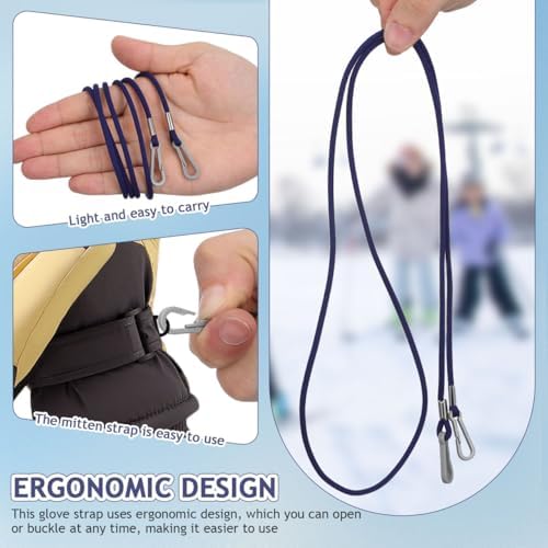VILLCASE Anti-Lost Glove Strap for Kids 47.63In Nylon Winter Mitten Holder Rope with Clips Adjustable Glove Lanyard for Boys and Girls