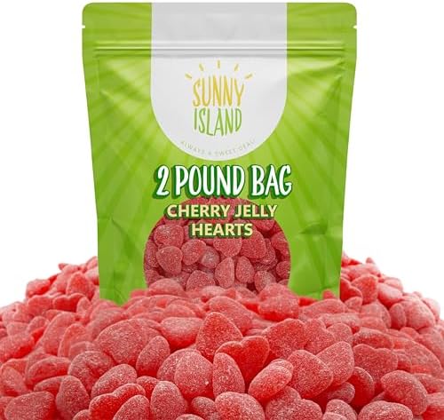 Candy Hearts | 2-Pound Bag | Cherry Hearts Jelly Candy | Gelatin Free Cherry Jellies for Buffets, Party Favors, Gifting & Snacking | Nostalgic Chewy Treat