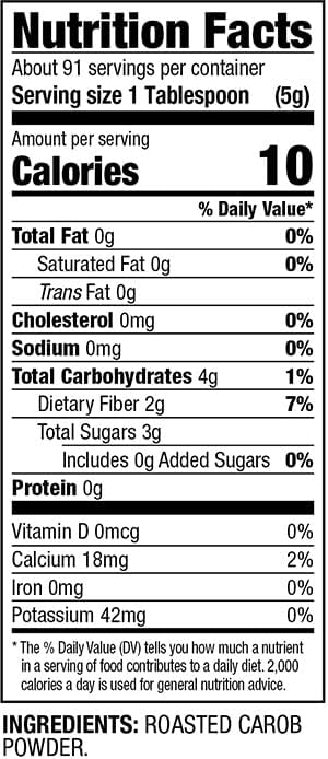 Chatfield’s All Natural Carob Powder 16-oz Pouch, Sweet and Delicious, Premium Quality, Caffeine-Free, Gluten-Free, Vegan, Kosher, Non-GMO Verified - (2 Pack)