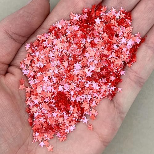 Dye-Free Edible Glitter Stars - Vegan, Gluten-Free & Non-Toxic | Perfect for Cakes, Cupcakes, Drinks & Desserts by Simply Sucré (Red, 2 Grams)