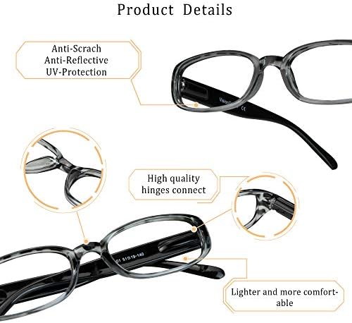 LifeArt 4 Pairs Reading Glasses, Blue Light Blocking Glasses, Computer Reading