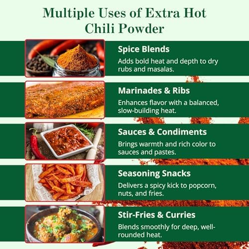 LAXMI Kashmiri Xtra Hot Chili Powder - Authentic Indian Red Chili Seasoning - NON-GMO - 14 oz Cooking Spice