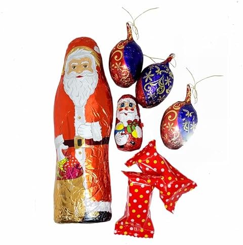 Riegelein Assortment Chocolate Santa, Ornaments, Jellies Christmas Treats Bag 7.4 Oz. (210 g.)