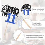 1 PCS Brother I'm 11 Cake Topper Glitter Star Happy 11th Birthday Cake Pick Bro I'm 11 Cake Decoration It's My 11th Birthday Decorations for Boys Cheers to 11 Years Old Birthday Party Supplies Blue