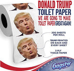 Trump Political Toilet Paper Roll by Gagster - 3 Ply Funny Novelty Gag TP with Full-Color Image - 200 Sheets Per Roll - Prank Gift for Adults - Printed on Every Sheet - Make Your Butt Laugh