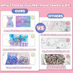 Danvren Mermaid Bracelet Making Kit for Girls, Mermaids Toys Jewelry Craft Christmas Birthday Gifts for Girl, 200+ DIY Beads,Charm Necklace Making Kits for Kids Ages 5-10