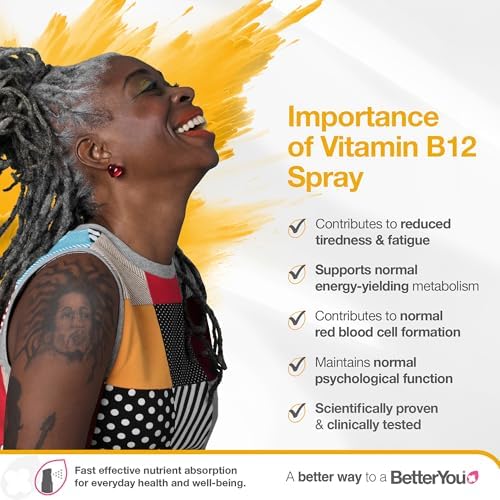 BetterYou Boost Vitamin B12 Oral Spray - Natural Liquid Supplement - Vitamin Spray for Daily B12 Intake - Green Tea and Chromium - 0.85 oz