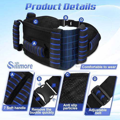Gait Belt for Seniors with Handles, Gate Belts Medical with Quick Release Latch - Elderly Physical Therapy Transfer Belt for Lifting Seniors,Patients,Disabled(Blue)
