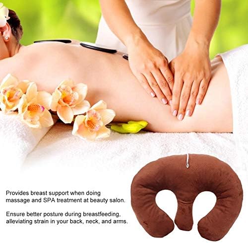 ZJchao Pillow, Beauty Salon Support Pillow SPA Massage Chest Cushion Polyester Hollow Pillow Chest Massage Table Rest Pillow for Nap Portable Travel Sleeping (Dark Coffee)