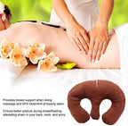 ZJchao Pillow, Beauty Salon Support Pillow SPA Massage Chest Cushion Polyester Hollow Pillow Chest Massage Table Rest Pillow for Nap Portable Travel Sleeping (Dark Coffee)