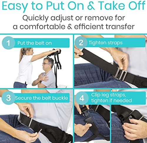 Vive Transfer Belt with Leg Loops - Medical Nursing Safety Gait Assist Device - Bariatrics, Pediatric, Elderly, Occupational and Physical Therapy - Long Strap and Quick Release Metal Buckle - 52 Inch
