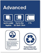 Tork White Dinner Napkin, Advanced, 1/8 Fold 2-ply, 15" x 16.25", 8 x 375 napkins, NP310A