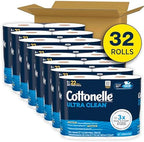 Cottonelle Ultra Clean Toilet Paper with Active CleaningRipples Texture, Strong Bath Tissue, 32 Family Mega = 176 Regular Rolls (8 Packs of 4), 1-Ply, White