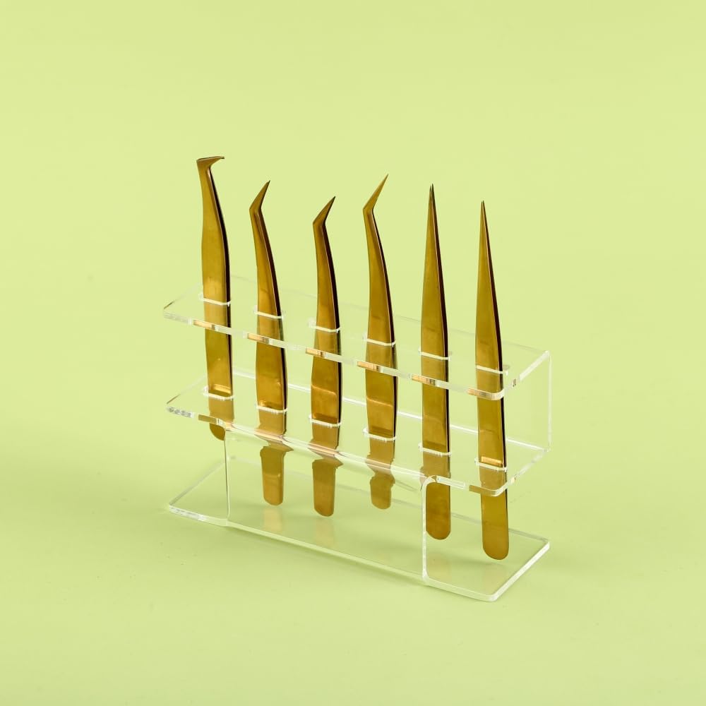 Acrylic Tweezers Holder, 6 Holes Tweezers Stand Display Organizer for Eyelash Extension Supplies Accessories Grafting Beauty Tools (6 Holes Transparent)