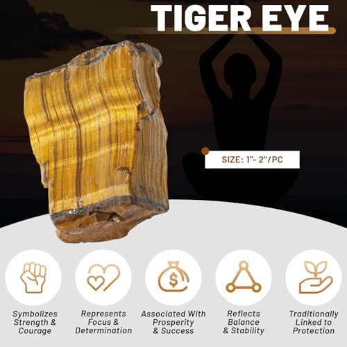 1.1lb Bulk Raw Tiger Eye Stone Rough Crystal-Natural Tiger Eye Raw Stones Crystal for Tumbling, Cabbing, Fountain Rocks, Decoration,Polishing, Wire Wrapping, Wicca & Reiki Crystal Healing