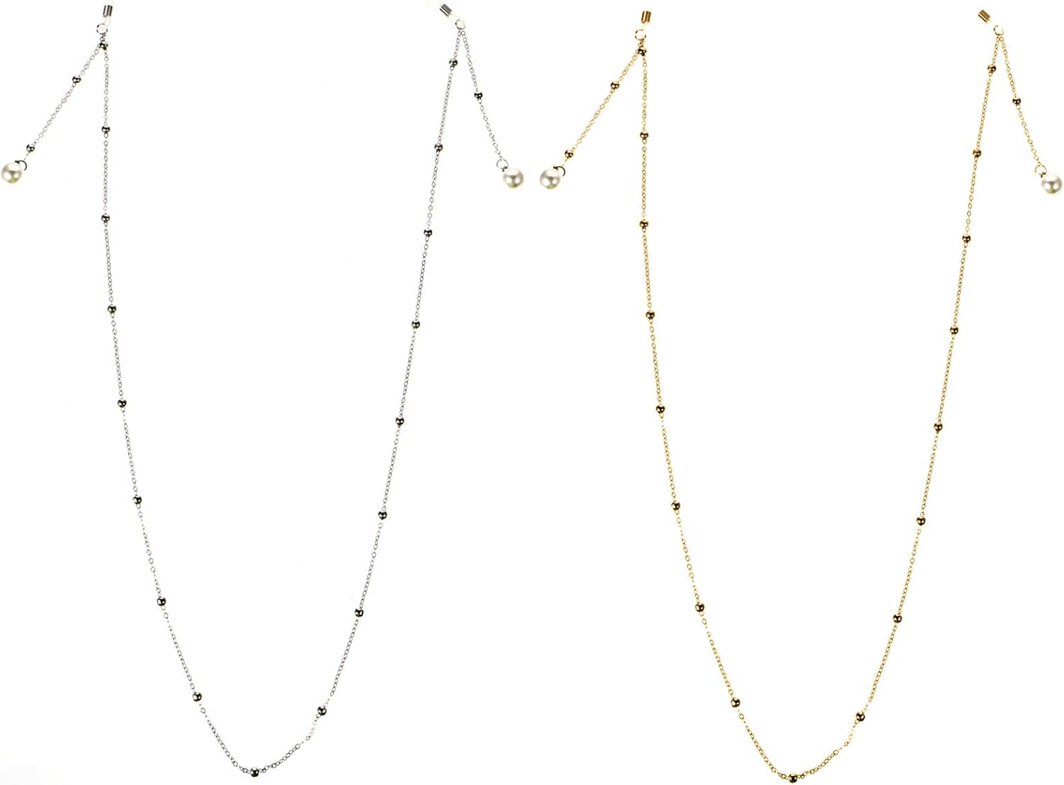 FRCOLOR 2pcs Metal Face Mask Chains and Eyeglasses Chains, Non-slip Gold and Silver Lanyards for Women’s Sunglasses and Mask Hanging Accessories