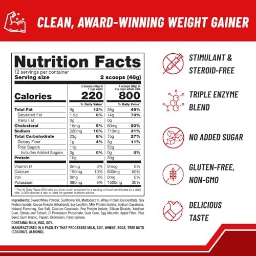 Naturade Weight Gain Nutrition Drink Mix for Healthy Weight Support, Balanced Calories with Protein, Vitamins & Minerals, Chocolate - 20.3 oz
