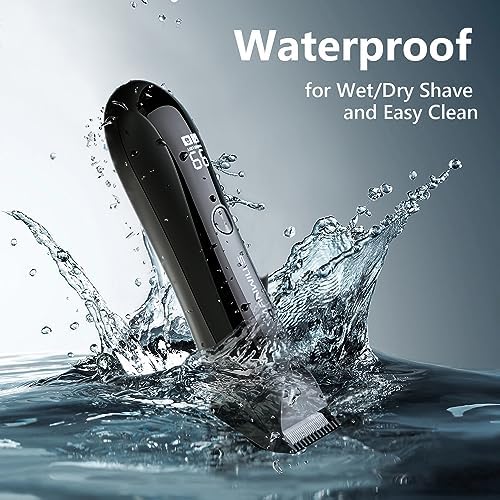 Body Hair Trimmer Men - Ball Trimmer Men, 2 Replaceable Ceramic Blades, Waterproof Pubic Trimmer with Charging Dock, Rechargeable, 7000RPM