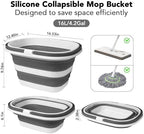 Large Collapsible Mop Bucket, 16L(4.2 Gallon) Plastic Bucket for House Cleaning, Car Washing, Silicone Cleaning Supplier Organizer, Portable Basket with Handle for Laundry Storage, RV Camping, Fishing