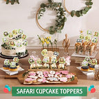 Weecent 45 Pcs Safari Baby Shower Cupcake Toppers Jungle Animals Oh Baby Party Decorations Safari Theme Cupcakes Toppers for Boys Kids Nursery Wild Party Supplies