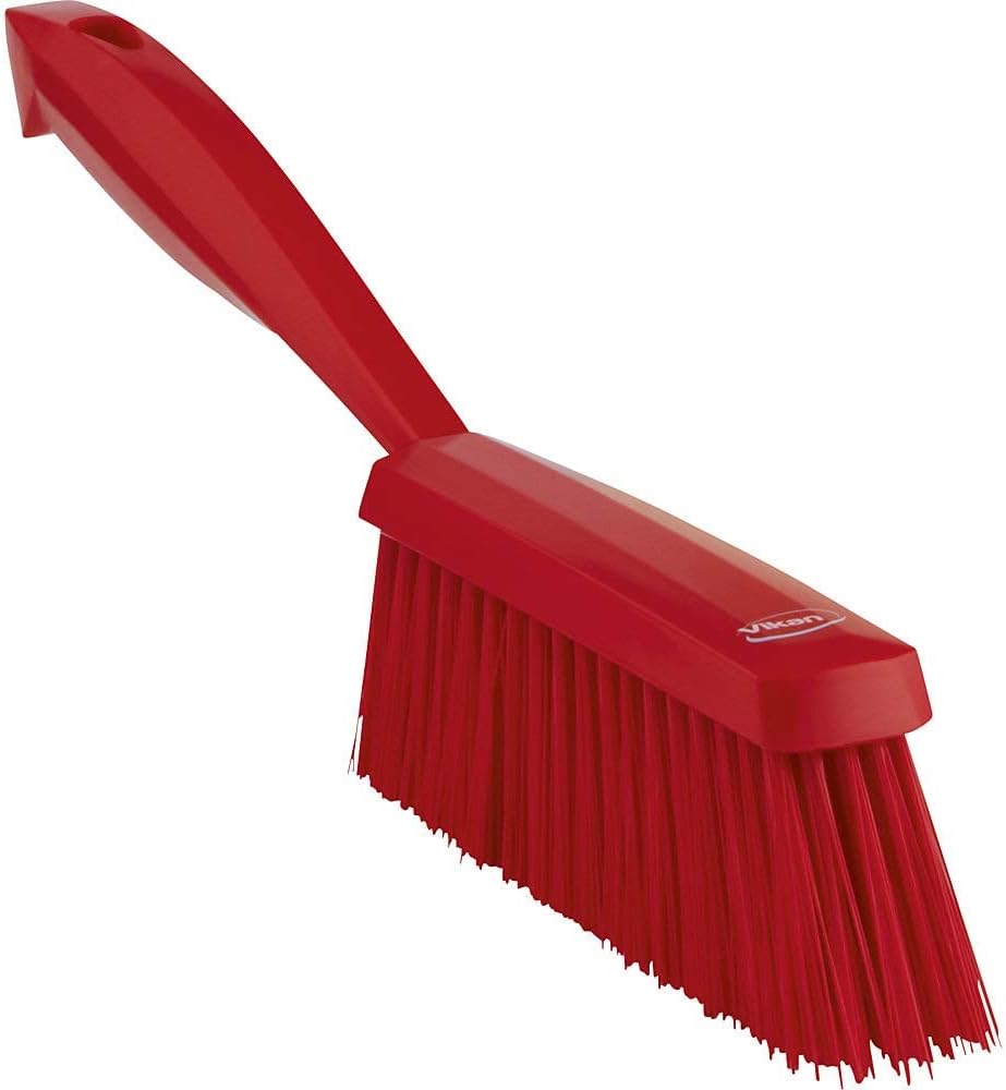 Vikan 45894 Bench Cleaning Brush, Polypropylene/Polyester Medium Bristle Dustpan Brush & Sweeper, 14 Inch, Red