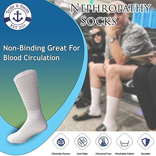Yacht & Smith 6 Pairs Men’s Value Pack of Ring Spun Cotton Crew Diabetic Nephropathy Socks