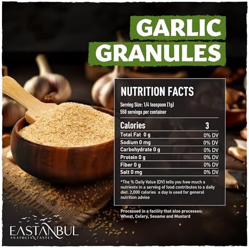 Eastanbul Granulated Garlic, 1.2lb, Premium Turkish Garlic Granules, Perfect Mediterranean Seasoning for Cooking and Grilling, Dried Flakes, Natural, Vegan, Non-GMO
